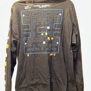 Pac-Man Large Long Sleeve Graphic Black Shirt